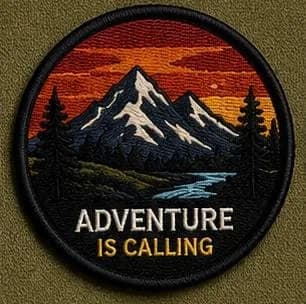 Adventure Awaits Patch embroidered patch design, size 4x4 inch
