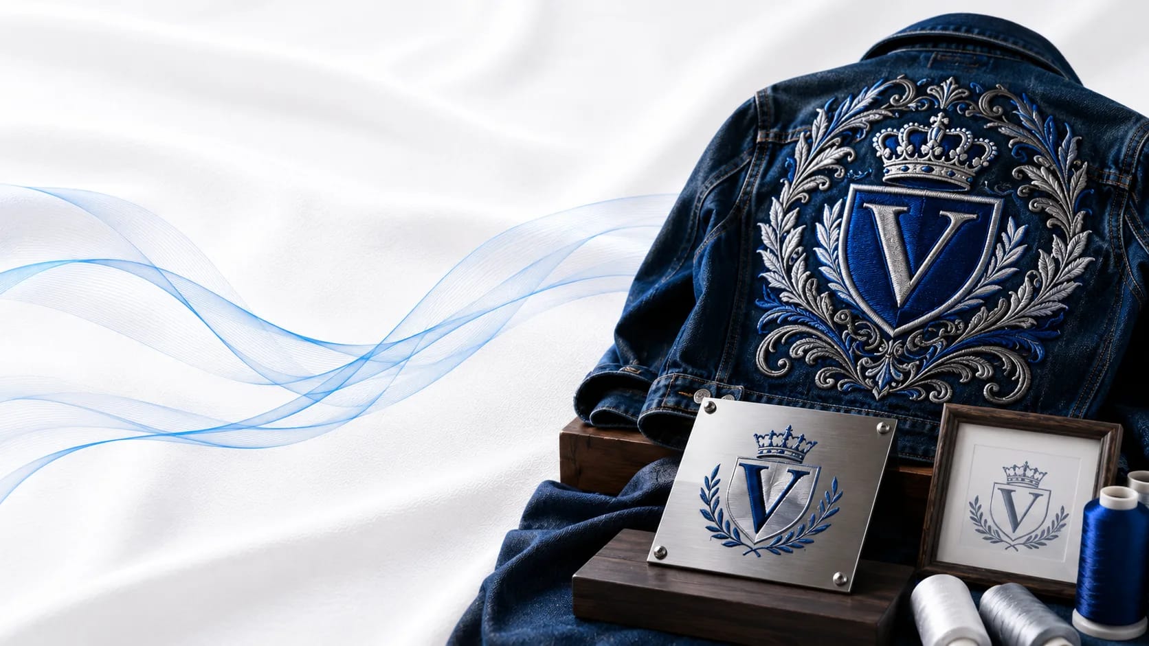 Showcase of embroidered Velora apparel and accessories