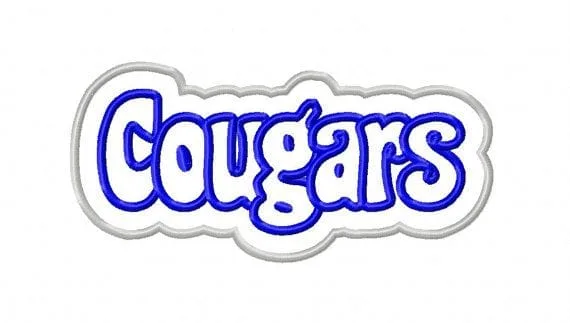 Cougars mascot sports team applique digitizing sample