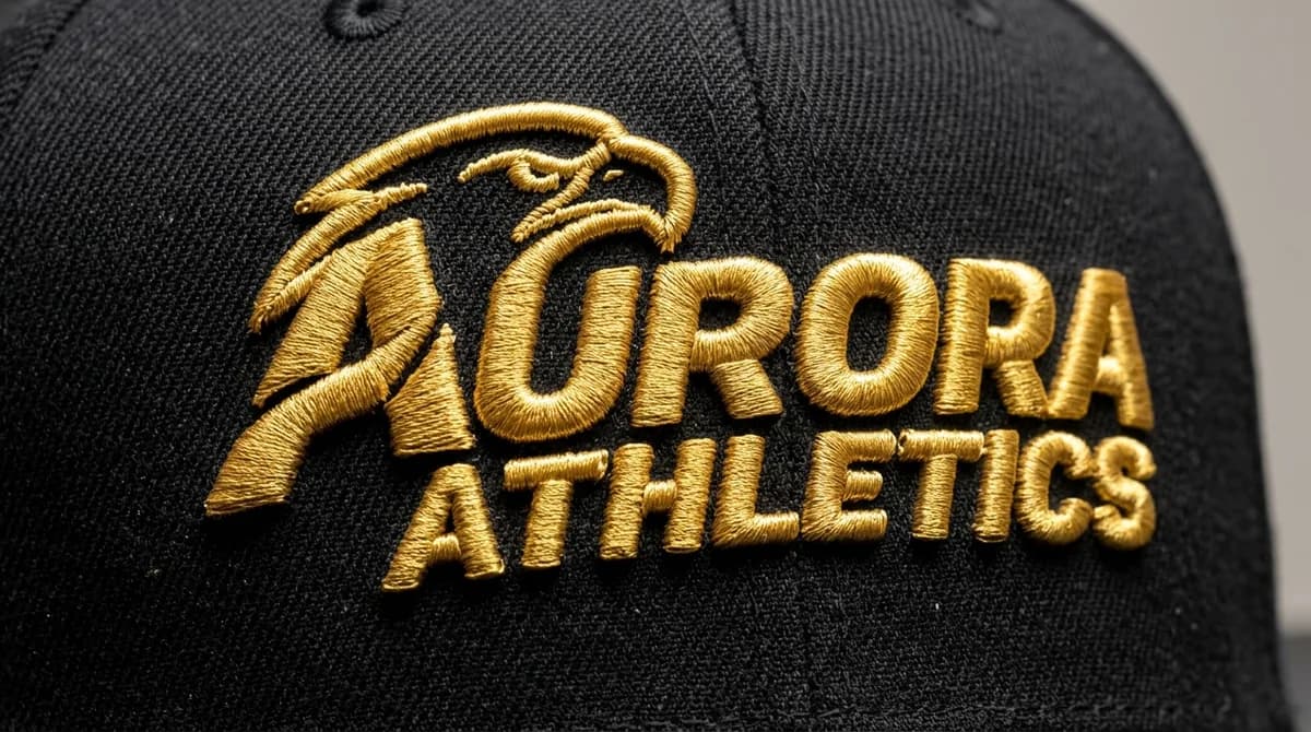 Clean 3D puff embroidery digitized on a structured baseball cap with EVA foam