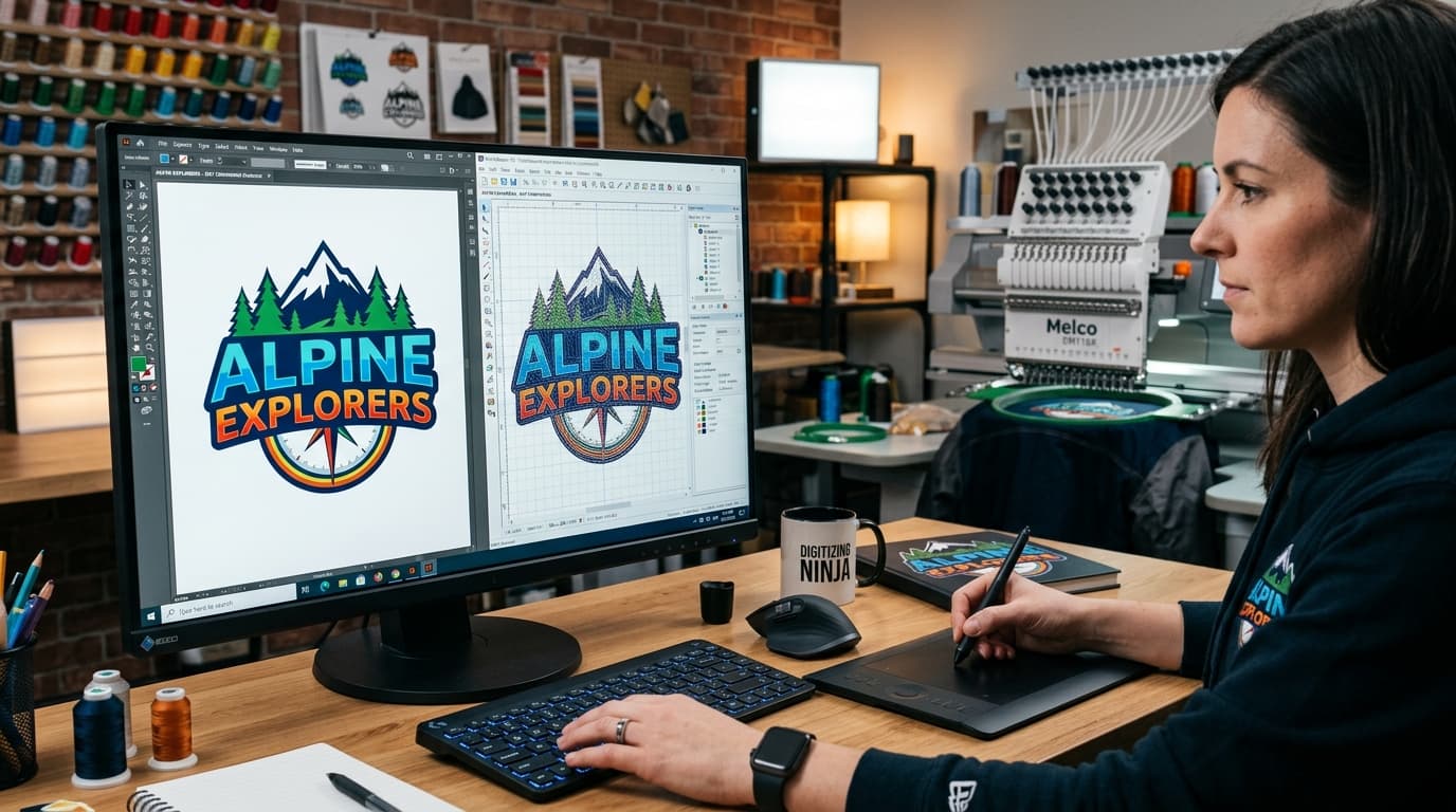 Converting PNG vector artwork into DST embroidery machine stitch file